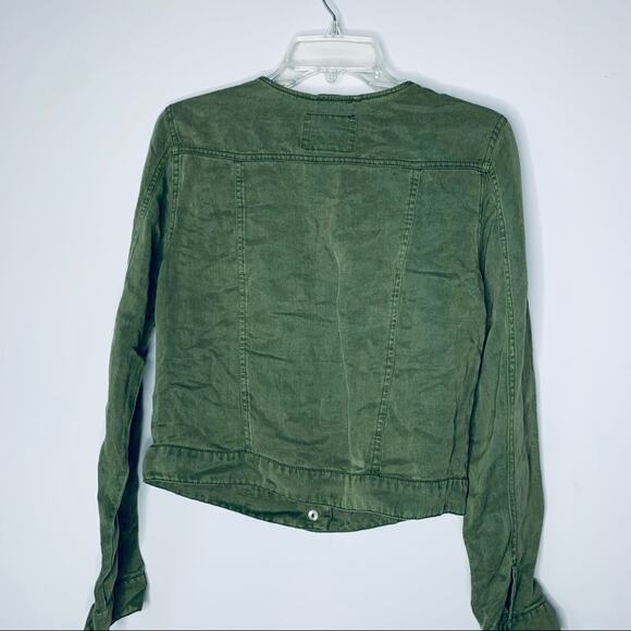 Anthropologie Sanctuary army green utility colorless linen  jacket size XS - Picture 5 of 9